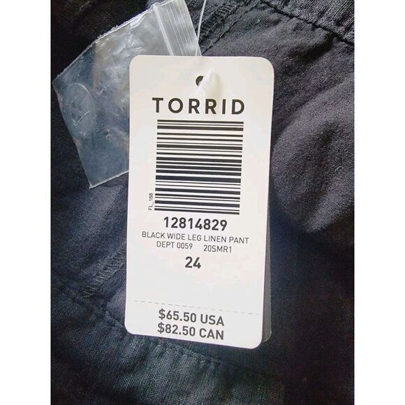 Torrid 24 Pants Black Linen Blend Wide Leg High Rise With Belt SZ 3X NWT RV $66 - Picture 9 of 10